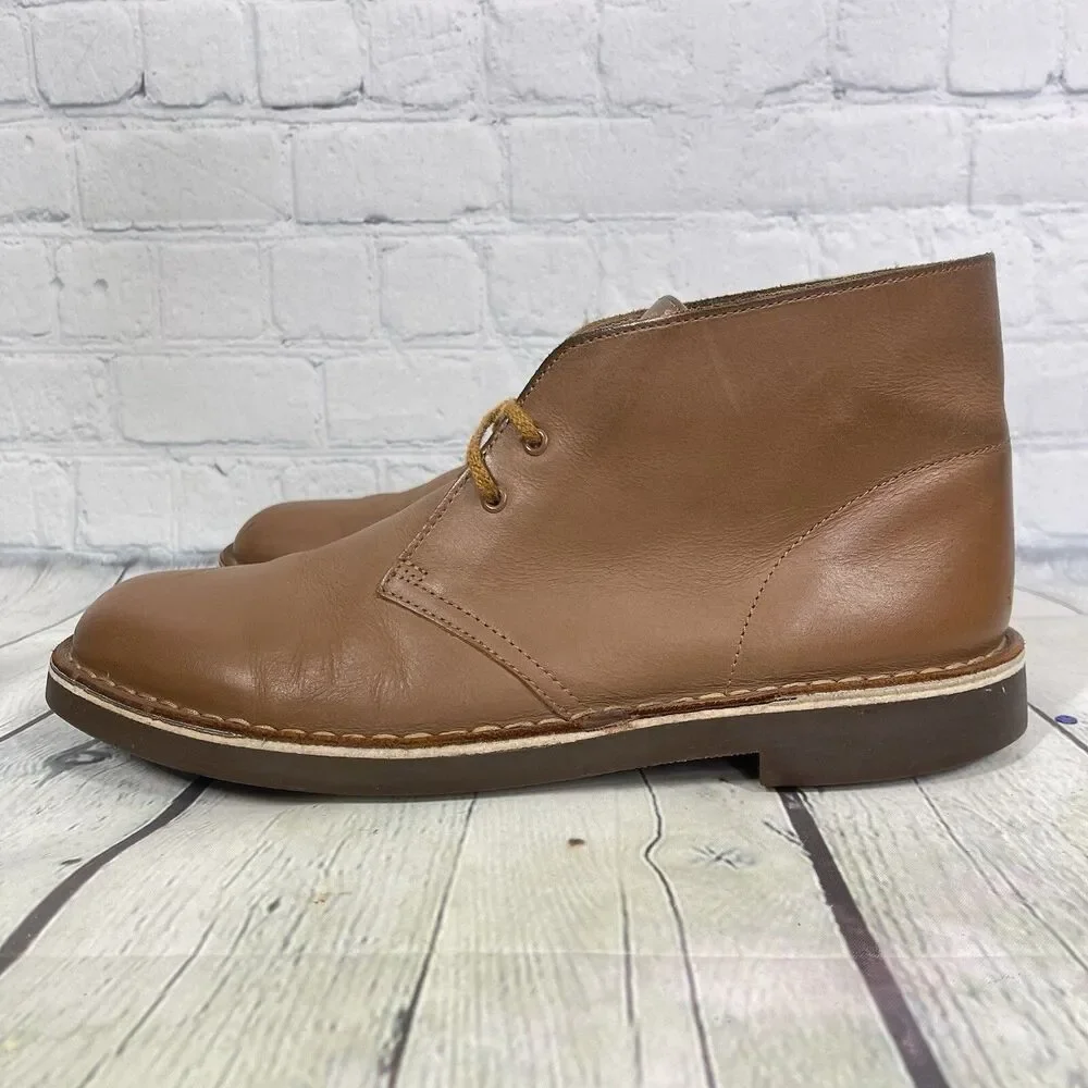 Clarks Bushacre Chukka Boots Women Size 10.5 Brown Lace Tan Leather Preppy Shoes